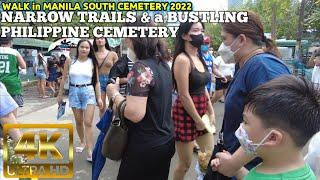 REAL LIFE HUSTLE & NARROW TRAILS in CEMETERY | Philippines Walk in Manila South Cemetery 2022