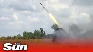 Russian artillery blast Ukrainian targets with rockets in the Zaporozhye region