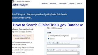 How To Search ClinicalTrials.gov Database  II  ClinicalTrials.gov Tutorial