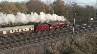 steam train working hard to climb Lickey incline, slow motion!