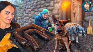 Real Life In The Village. Winter Cooking in Village. Blood Sausage Is A Local Traditional Delicacy️