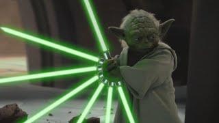 Yoda with too many lightsabers