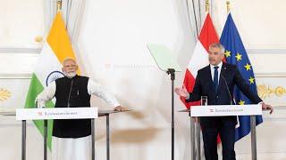 Pressestatements von Bundeskanzler Karl Nehammer und indischem Premierminister Narendra Modi