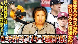 【巨人ドラ1西館がプロ初先発『スタミナや制球など先発として厳しい』忖度なしで徹底評価】【首位に勝ち越し‼︎週間ベストナイン日本ハム祭り‼︎】【ロッテ大ピンチ‼︎楽天オリックスAクラスの可能性も⁉︎】