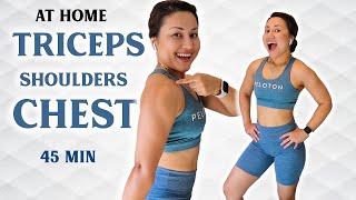 45 min AT HOME UPPER BODY WORKOUT (No mid-roll ads) | Chest, Triceps & Shoulders by Zulayla