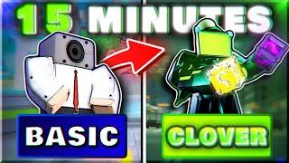 Noob With Partner Goes Basic to Titan Clover Man in 15 Minutes! Toilet Tower Defense Roblox