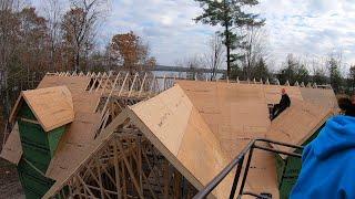 Lakehouse Build - EP31 - Piggyback Trusses and Plywood Sheathing!