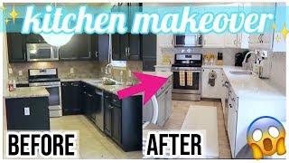 KITCHEN MAKEOVER SHOCKING BEFORE + AFTER |  WHITE KITCHEN IDEAS + UPDATE TOUR | Brianna K