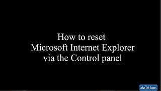 Reset Internet Explorer via Control Panel