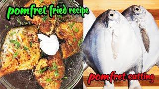 How to cook Pomfret fish/Pomfret cutting and fried recipe/pomfret fish recipe/pomfret cutting