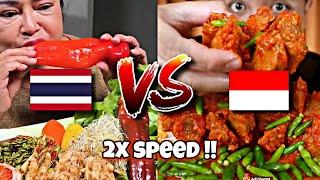 Thai vs Indonesian  Mukbangers Eating compilations in 2x speed !! Asmr fast motion viral Eating