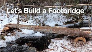 Building a DIY Footbridge over Creek with Tree, in Remote Back Country