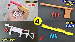 4 Amazing guns at home , how to make gun at home , notebook paper gun , cardboard gun making