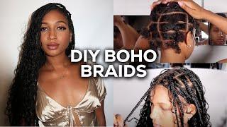 How To Do Boho Knotless Braids On Yourself | DETAILED Parting Step-By-Step | Beginner Friendly