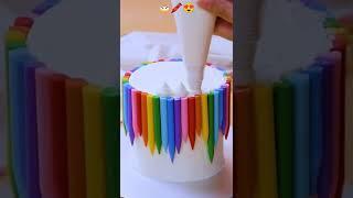 CREATIVE Rainbow Crayon Cake ️ #shorts #cakedecorating #nyamnyamshorts