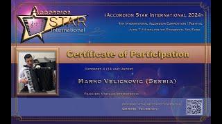 Accordion Star International 2024 Marko Velickovic (Serbia) Cat 4 (14 and Under)