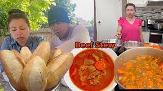 Cooking Beef Stew and Making Own Bread !