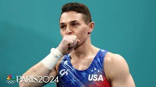 Paul Juda stumbles his landing on vault in the men's all-around final | Paris Olympics | NBC Sports