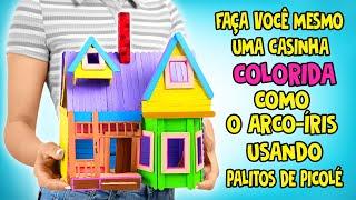 FÁCIL! Uma Casinha DIY Colorida Como o Arco-íris, Construída com Palitos de Picolé | DIY DIVERTIDO!