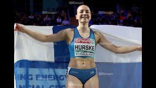 REETA HURSKE (FIN) 60M HURDLES ISTANBUL 2023 INDOOR CHAMP- NADINE VISSER(NED), DITAJI KAMBUNDJI(SUI)