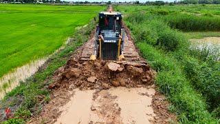 Amazing Dozer Plows Wetlands Cutting On Soils Road Skill Operator & Extreme SHANTUI DH17 C3 Working