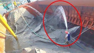 Relaxing sound and cool video sand unload by strong drager machine and strong water undership pump49