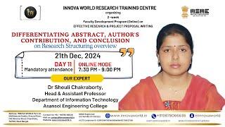 Day 11  Differentiating Abstract, Author's Contribution, and Conclusion - Dr Sheuli Chakraborty #fdp