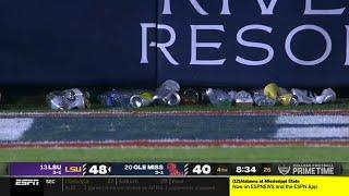 Ole Miss fans throw trash on field after LSU controversial TD