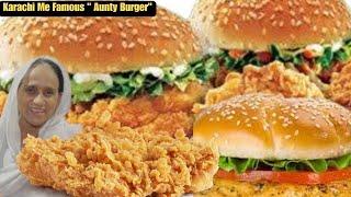 Aunty Burger Karachi women selling Zinger burger Street Food Soldier Bazar