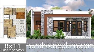 House Plans 8x11 with 3 bedrooms Full Plans