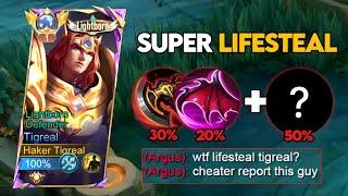 TIGREAL NEW SUPER LIFESTEAL BUILD AND EMBLEM 2024!! (must try️)