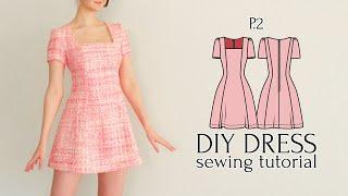 DIY Chanel-Inspired Mini Dress with Square-Neckline PART 2 + Sewing Pattern