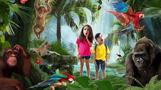 Tropical Wild Animals for Kids | Educational video | Atrin and Soren's Rainforest Animal Adventure