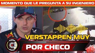 !POR LA RADIO! VERSTAPPEN PREOCUPADO POR CHECO PÉREZ EN ACCIDENTE CON SAINZ PREGUNTA A SU INGENIERO