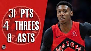 RJ Barrett 31 pts 4 threes 8 asts vs Hornets 24/25 season