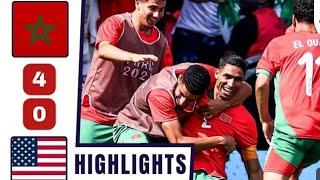 Morocco Vs USA 4-0 Paris Olympics 2024 Highlights Ashraf Hakimi goal