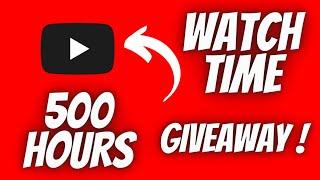 500 Hours Watchtime Giveaway  | Free Youtube Watchtime Giveaway | Technical Bhushan