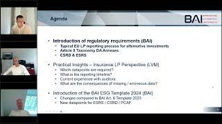 BAI Webinar  BAI ESG Template  Art  8 Taxonomy DA + CSRD ESRS Reporting for Alternative Investments