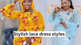 STYLISH LACE DRESS STYLES /COLOURFUL LACE DESIGNS FOR LADIES