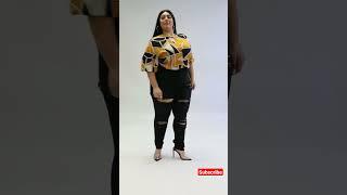 Glamorous  models lifestyle curvy woman in Kason Top style. plus size women beauty fashion.