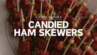 Super Easy Thanksgiving Recipe - Candied Ham Skewers