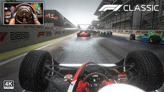 F1 Classic - Senna's McLaren MP4/4 Brazilian GP Wet Dynamic Weather | Steering Wheel Gameplay