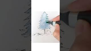 How to Draw a Pine Tree Easy #shorts #short