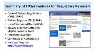 Lawyering Skills: How to Use FDSys to Research Federal Regulations