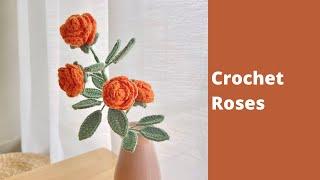 How To Crochet Roses | Crochet Flowers | Easy Crochet Tutorial | Free Crochet Pattern