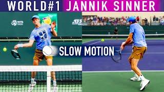 World #1 Jannik Sinner's forehand backhand in 4K Slow Motion