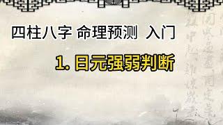 入门四柱八字，命理预测  1/3 五行生克，身强身弱，日元强弱判断 -转九龙道长三视频