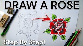 How To Draw A Traditional Rose Step By Step