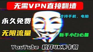 无需VPN，手机，电脑就可以直接翻墙科学上网，可以永久免费使用的3款浏览器翻墙插件，离线安装，非常方便，就需一步操作。可以永久使用，电脑、手机翻墙必备。YouTube视频秒开4K不卡顿|浏览器翻墙