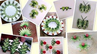 9 Ideen mit einer Gurken, Deko für kalte Platten oder Salat/How to make cucumber design-Vegetable